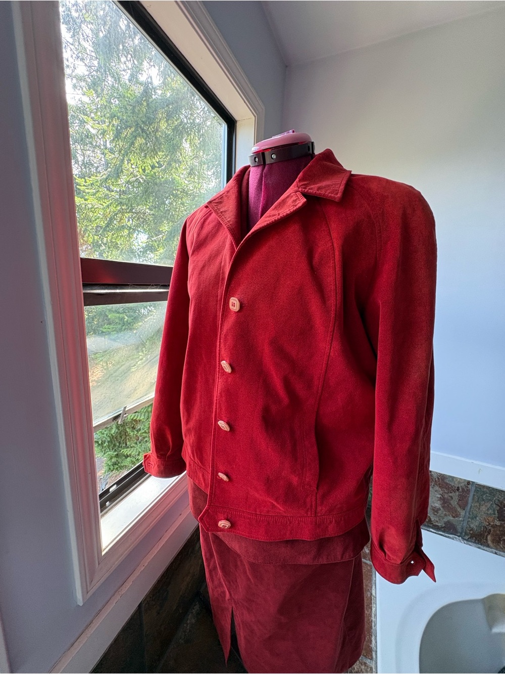 Women's Red Button-Front Jacket - Picture 4 of 9